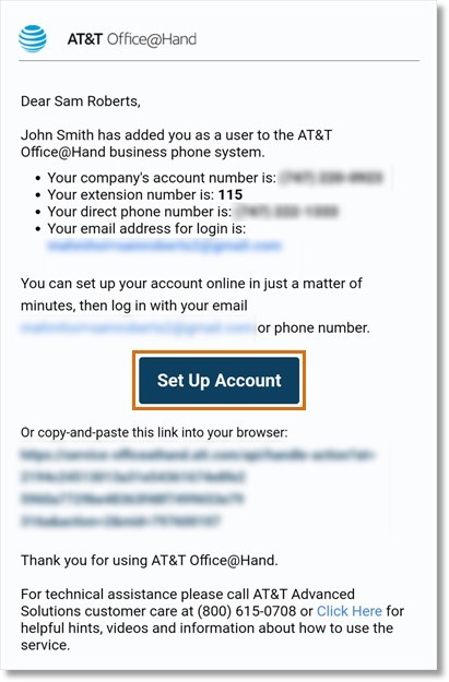 Tap Set Up Account in the activation email.