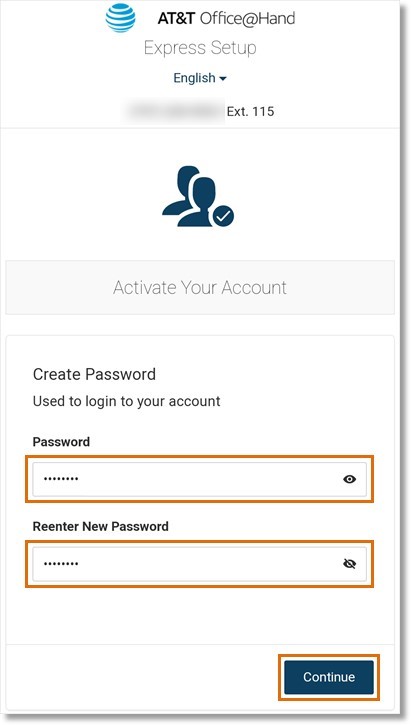 Set your password, then tap Activate my account.