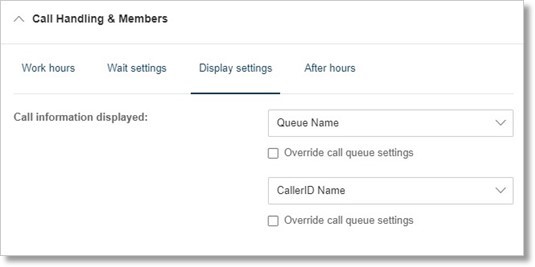 Image of the display setting options.