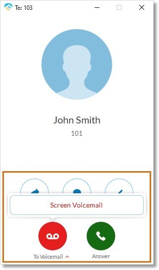 Image of the screen voicemail option.