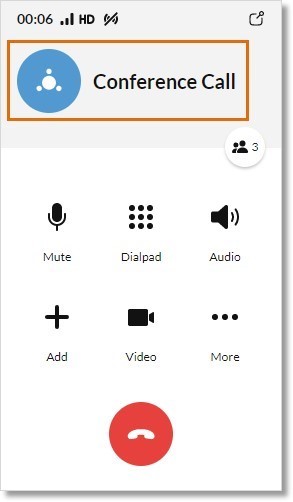 Image of the conferenec call screen.