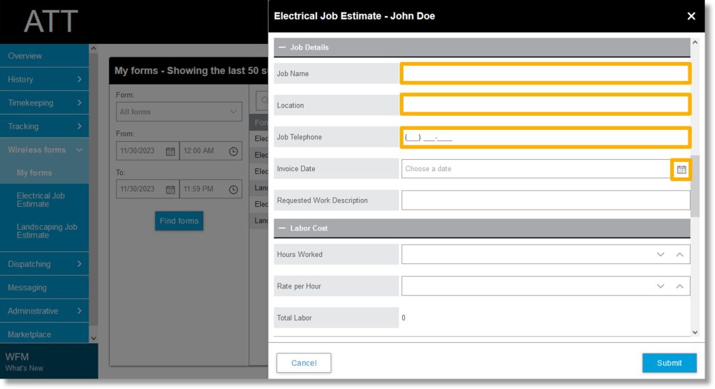 Create a Form in AT&T Workforce Manager - Asecare