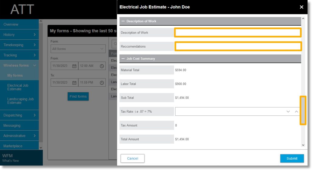 Create a Form in AT&T Workforce Manager - Asecare