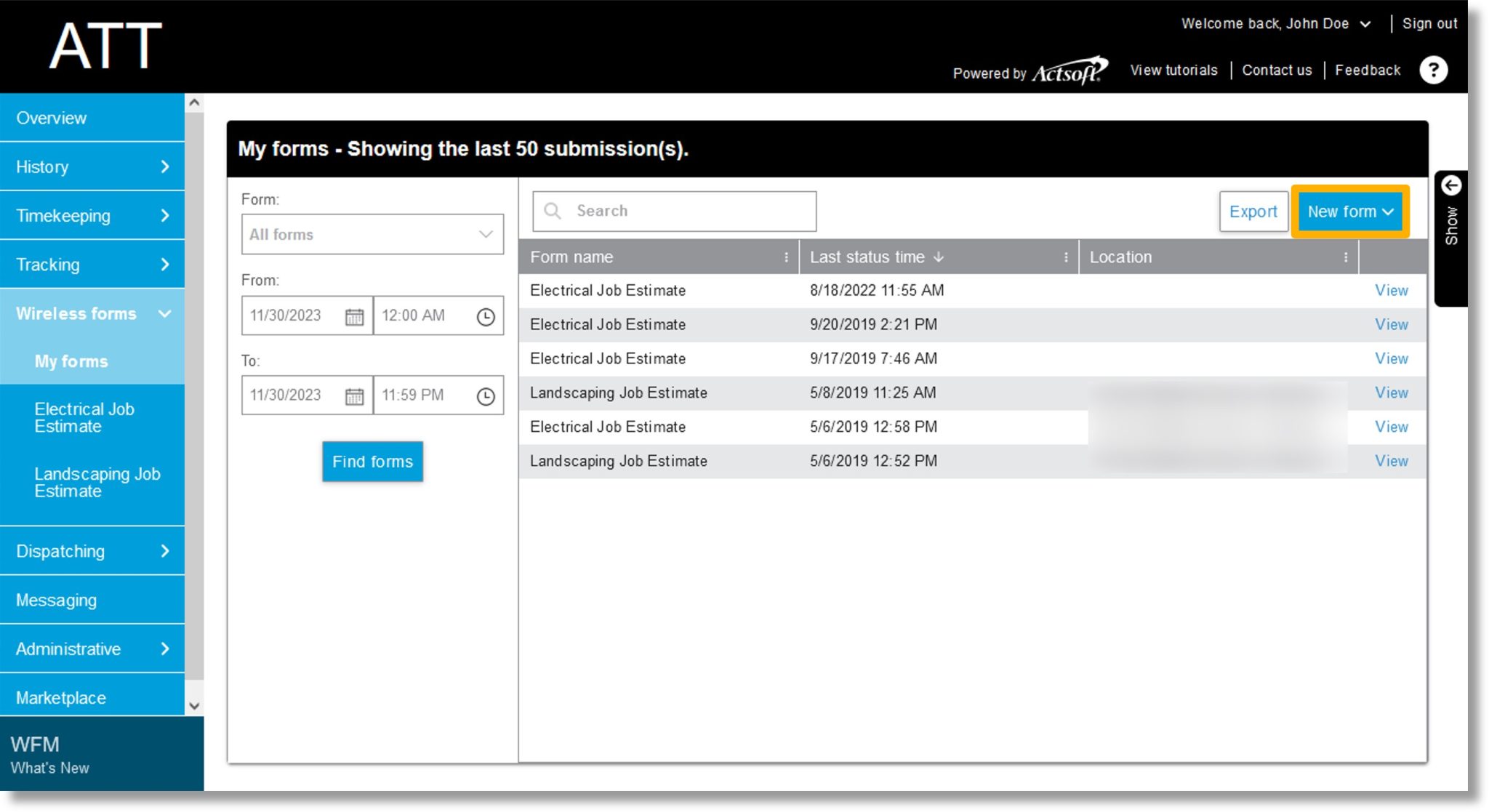 Create a Form in AT&T Workforce Manager - Asecare
