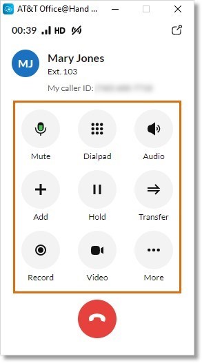 Image of the call control icons.