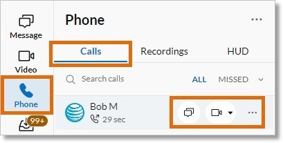 Image of the call history controls.