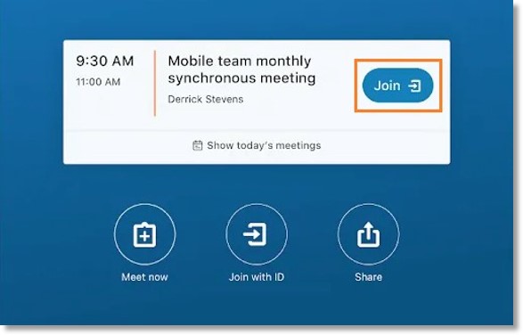 Image of the join meeting screen.