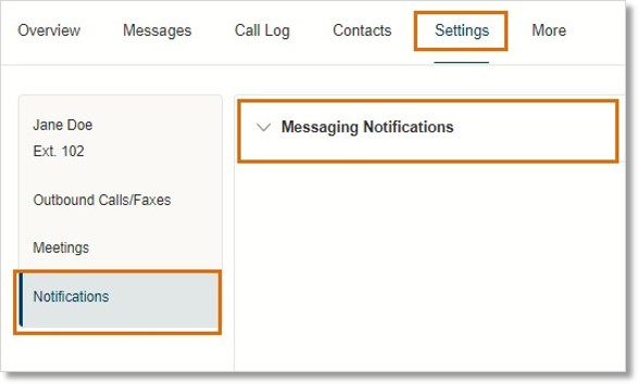 Image of the message notificaitons menu.