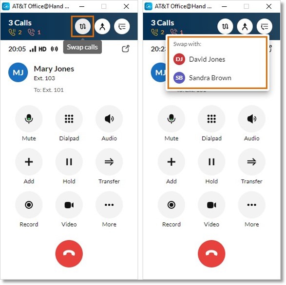 Image of the swap calls options.