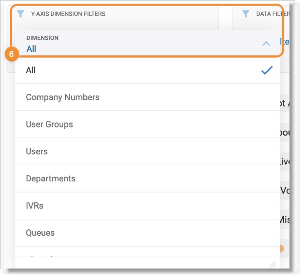 Image of the Y-Axis dimension filters menu.