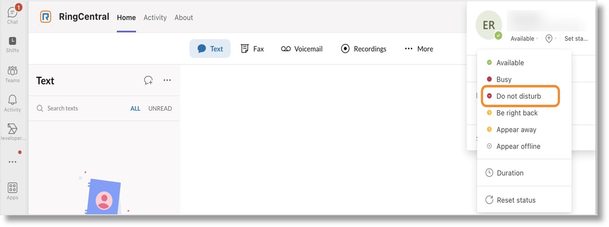 Image of the Do Not Disturb option.
