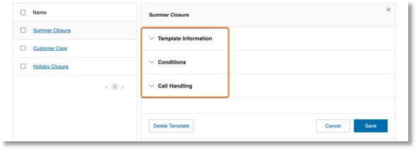 Image of the template menu.